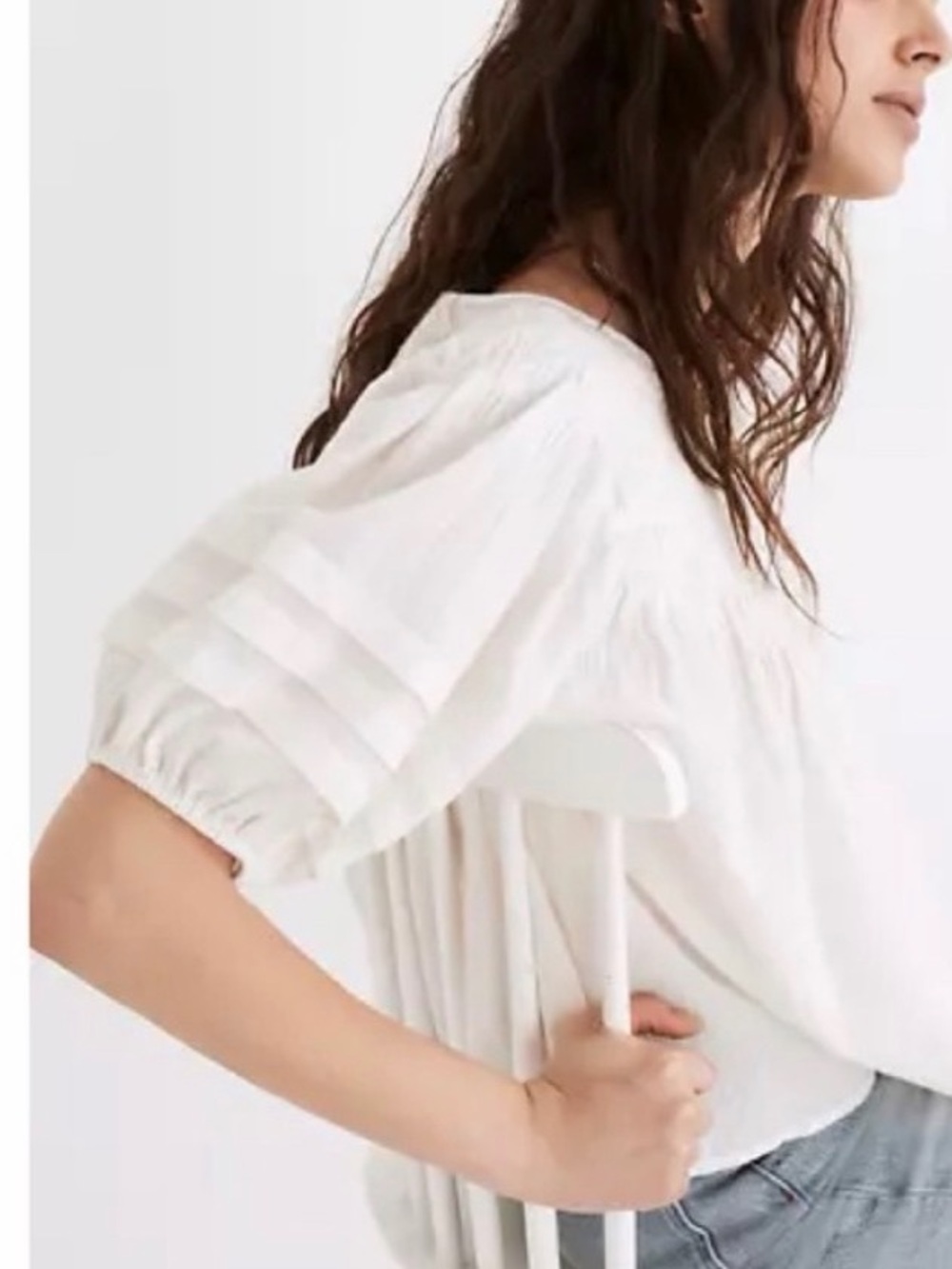 Madewell Embroidered Smocked Top, medium - Picture 3 of 3